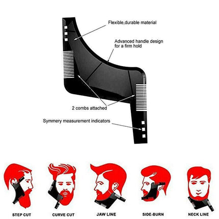 Beard Styling Shaping Template Comb Tool Symmetry Trimming Shaper Stencil - Aimall
