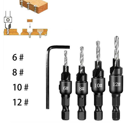 4PCS Screw Countersink Bit Set Pilot Holre Drill Plastic Metal Wood Hex Shank AU - Aimall