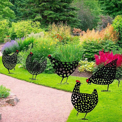 Garden Ornaments Chicken Yard Art Garden Backyard Lawn Decor Gift Easter Deco AU - Aimall