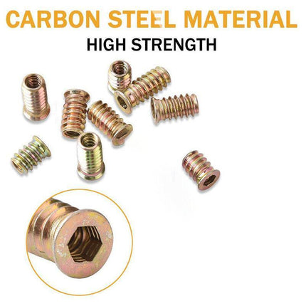 120PCS M6 Zinc Alloy Furniture Hex Drive Flat Head Nut Threaded For Wood Insert - Aimall