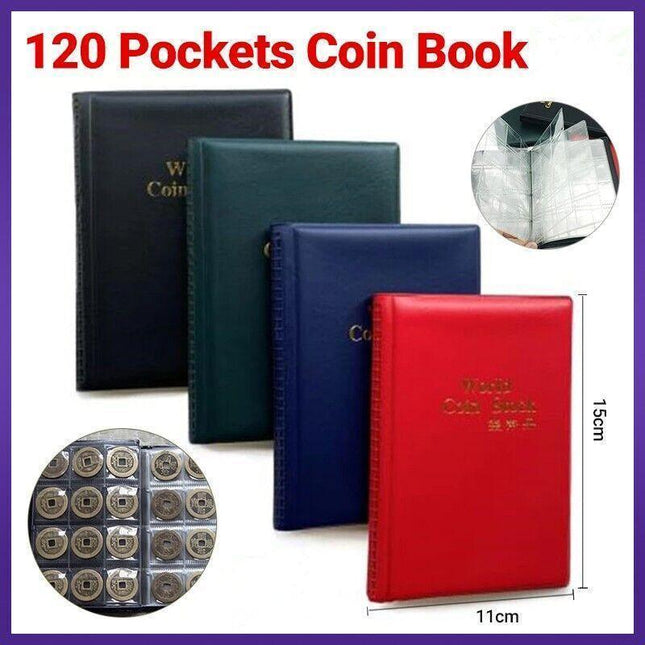 Colour random 120 Pockets Coin Collection Storage Book Album Money Holder Coins Folder - Aimall