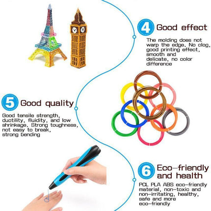 100M 10 Colours 3D Pen Filament PLA 1.75mm Plastic Rubber Printing Filaments - Aimall