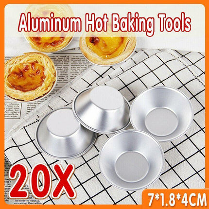 20PCS Egg Tart Mold Aluminum Hot Baking Tools Cupcake Cookie Cake Pudding Mould - Aimall
