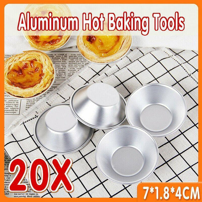 20PCS Egg Tart Mold Aluminum Hot Baking Tools Cupcake Cookie Cake Pudding Mould - Aimall