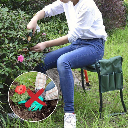 3-IN-1 Garden Kneeler Kneeling Padded Pads Seat Stool w/ Gardening Work Tool Bag - Aimall