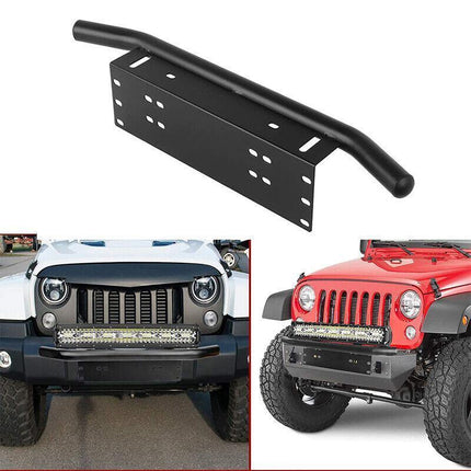 24'' Bull Bar Front Bumper License Number Plate Mount Bracket LED Light Holder - Aimall