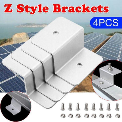 4 PCS Solar Panel Z-Bracket Mounting Flat Roof Yacht RV Mount Aluminum Kit AU - Aimall