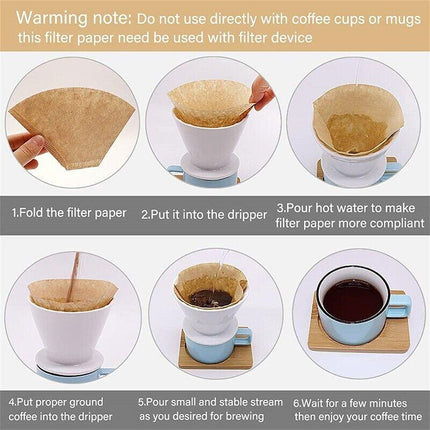 100PCS Coffee Filter Paper Natural Unbleached Original Wooden Drip Paper - Aimall