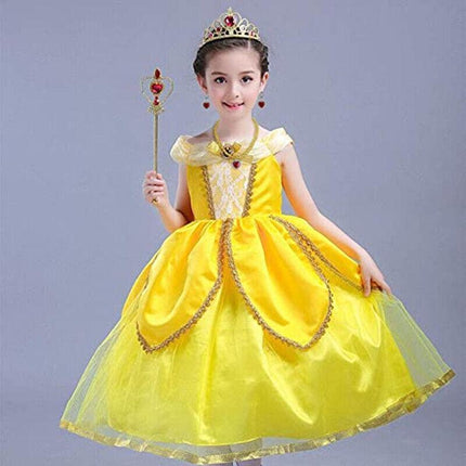 Princess Belle Rapunzel Elsa Costume Accessory Set Tiara Necklace Glove Wand AU - Aimall