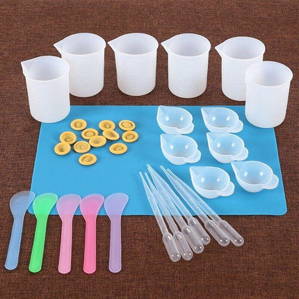 36PCS Silicone Mixing Measuring Cups UV Resin Mold Casting Jewelry Tool Kit DIY - Aimall