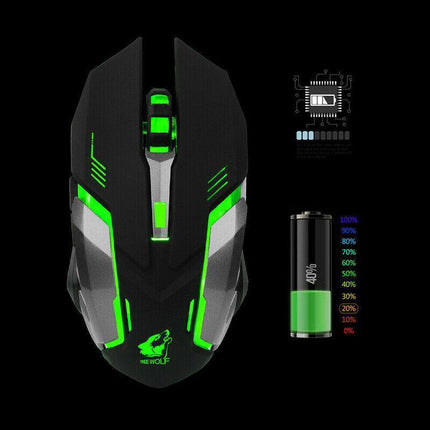 LED Wired Wireless Gaming Mouse USB Ergonomic Optical For PC Laptop Rechargeable - Aimall