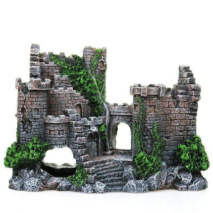 Aquarium Fish Tank Ornament Decor Landscape Ancient Castle Tower Hide Cave Resin - Aimall
