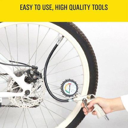 Air Tyre Inflator Pressure Meter Car Truck Tire Pump Hose Gauge Compressor Tools - Aimall