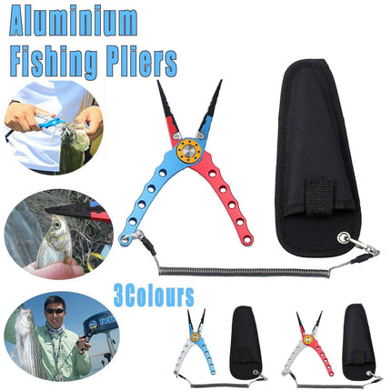Aluminium Fishing Pliers Hook Removal Line Cutting Mono Braid Fish Grip AU Stock - Aimall
