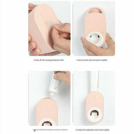 Automatic Toothpaste Dispenser Bathroom Wall-mounted Rack Toothbrush Holder AU - Aimall