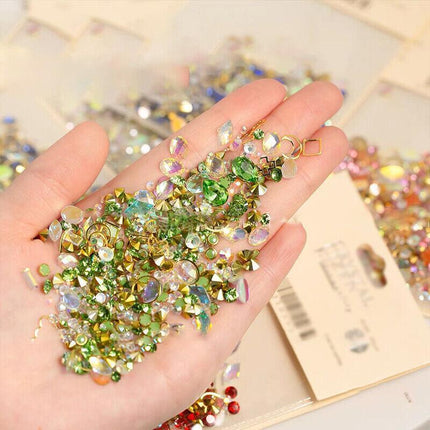 10 Styles Aurora Colorful 3D Nail Art Drill Heart Diamond Crystal AU - Aimall
