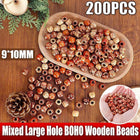 200pcs Mixed Large Hole BOHO Wooden Beads for Macrame European Charms DIY Crafts - Aimall
