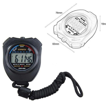 2X Handheld Stop watch Digital Chronograph Sports Counter StopWatch Timer Alarm - Aimall