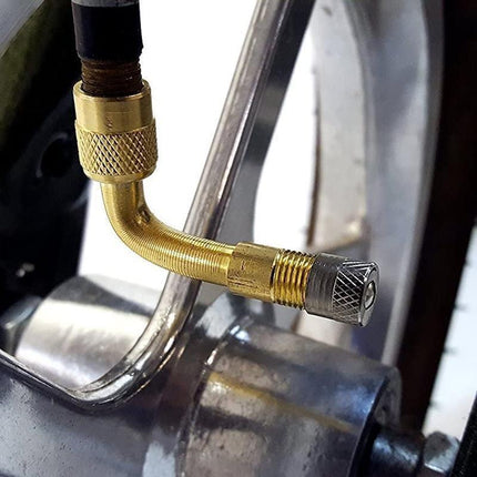 Valve Extension Tyre Stem Adapter Core Cap 90° Angle Car Bike Truck Brass 2 PCS - Aimall