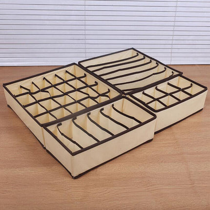 4 PCS/Set Foldable Storage Drawer Organizer Bra Underwear Closet Divider Kit New - Aimall