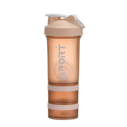 Powder Milkshake Drink Cup Sport Water bottle 500ml 3 tier Protein Shaker Pill - Aimall