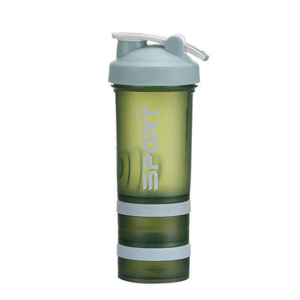 Powder Milkshake Drink Cup Sport Water bottle 500ml 3 tier Protein Shaker Pill - Aimall