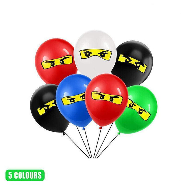 Ninja Latex Balloons x 6 Party Decoration Ninjago Superhero Black AU Stock - Aimall