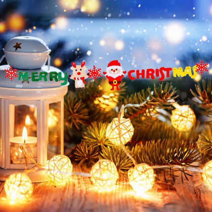Merry Christmas Banner Felt Christmas Santa Flags Banner Hanging Xmas Decoration - Aimall