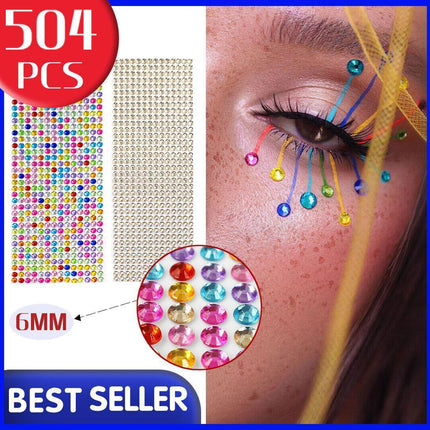 [504pcs] 6mm Acrylic Rhinestone Gems Self Adhesive Sticker Crystals Craft Decal - Aimall