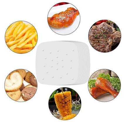 100PCS Air Fryer Liners 8/9 " Perforated Parchment Paper, Square Non-stick NEW - Aimall