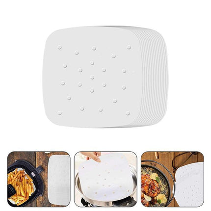 100PCS Air Fryer Liners 8/9 " Perforated Parchment Paper, Square Non-stick NEW - Aimall