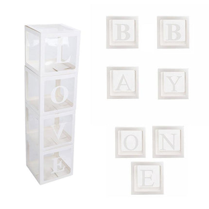 3/4PCS ONE BABY Transparent Balloon Box Girls Boys Shower 1st Birthday Party AU - Aimall