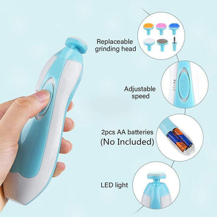 Electric Baby Nail Trimmer Infant Newborn Safe Grinder Clipper Tools Set AUStock - Aimall