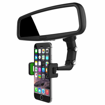 360°Car Rear View Mirror Mount Holder Stand For Phone Multifunctional Universal~ - Aimall
