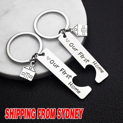 OUR FIRST HOME BUYER MATCHING SET COUPLE HOUSE KEY HOLDER KEYRING KEYCHAIN GIFT - Aimall