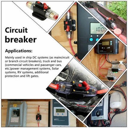 20-150AMP Circuit Breaker Dual Battery IP67 Waterproof Fuse Manual Reset 12V 24V - Aimall