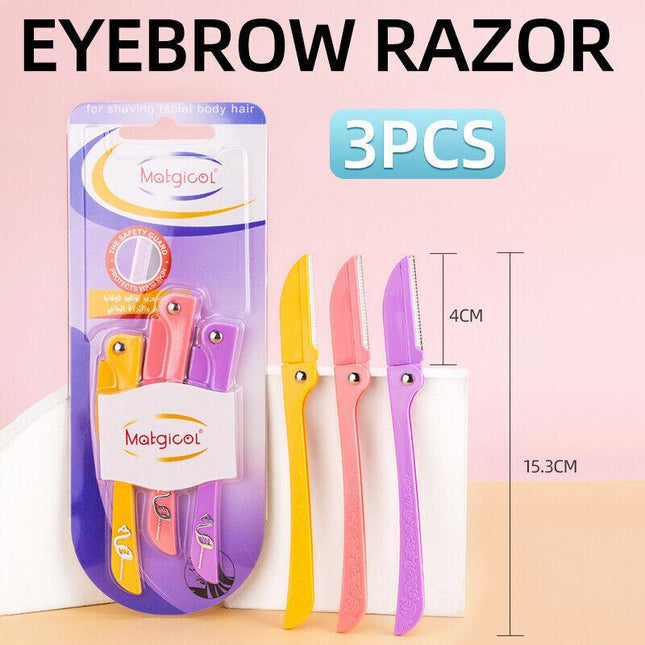 3PCS Women's Eyebrow Razor Dermaplaning Kit Facial Hair Shaving Razor Tool AU - Aimall