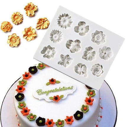 3D Silicone Flower Lace Fondant Mould Cake Border Decor Baking Mold SugarcraftAU - Aimall