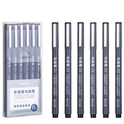 6 PCS Set 6 Sizes Micro Pen Fineliner Ink Pens Waterproof Fine Point Line Black - Aimall