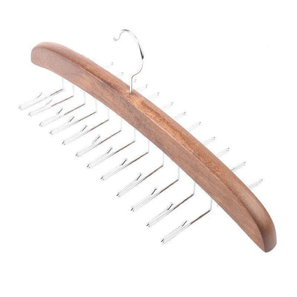 Tie Belt Scarf 24 Hooks Hanger Rack Clip Organiser Holder Storage Wood - Aimall