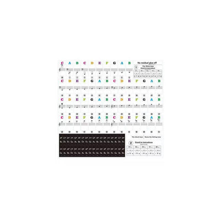 TRANSPARENT Keyboard Piano Stickers 88/61/54/49/37 KEYS Sticker Note For Learner - Aimall