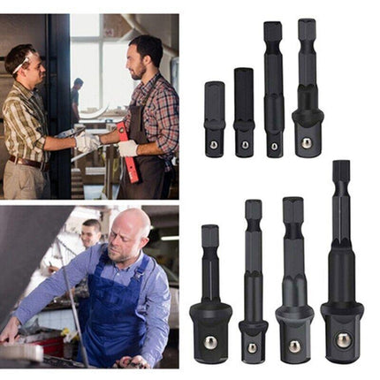 8X Drill Socket Adapter Set Impact Nut Driver Hex Extension Bits 1/4" 3/8" 1/2" - Aimall
