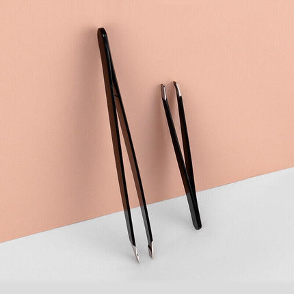 STAINLESS STEEL Hair Eyebrow TWEEZERS Plucker Puller Beauty Nail Slanted Tip AU - Aimall