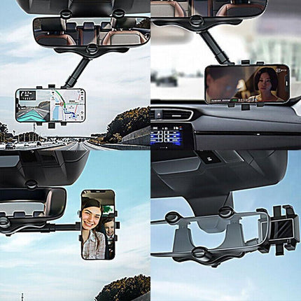 360° Rotatable And Retractable Car Phone Holder Rearview Mirror Multifunctional - Aimall