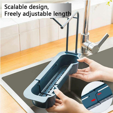 NEW Telescopic Sink Rack Holder Expandable Storage Drain Basket Home Kitchen Kit - Aimall