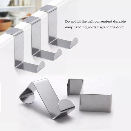 4x/6x Over Door Hooks Hanger Holder Stainless Steel Cabinet Organizer Clothes AU - Aimall