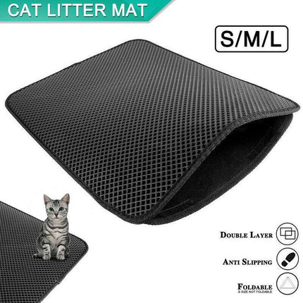 Double-Layer Cat Litter Mat Waterproof Trapper Foldable Pad Pet Rug Home UrineAU - Aimall