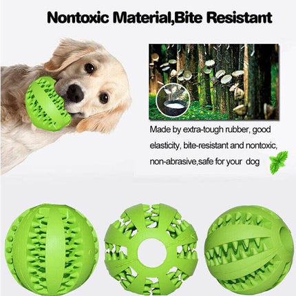 Dog Chew Toy Rubber Ball Dental Clean Teeth Healthy Food Dispenser Puppy Pet AU - Aimall