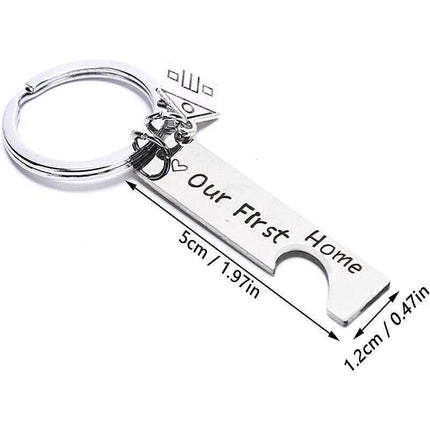 OUR FIRST HOME BUYER MATCHING SET COUPLE HOUSE KEY HOLDER KEYRING KEYCHAIN GIFT - Aimall