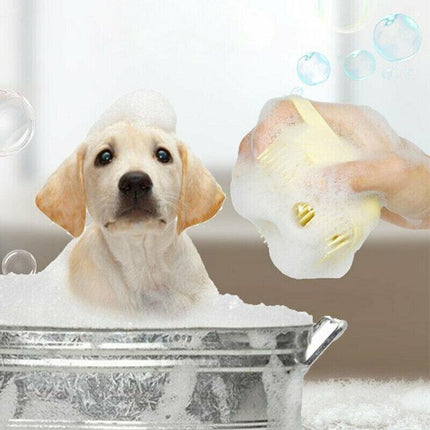 Pet Massage Bath Brush For Dog Cat Shampoo Dispenser Silicone Scrubber Wash Tool - Aimall